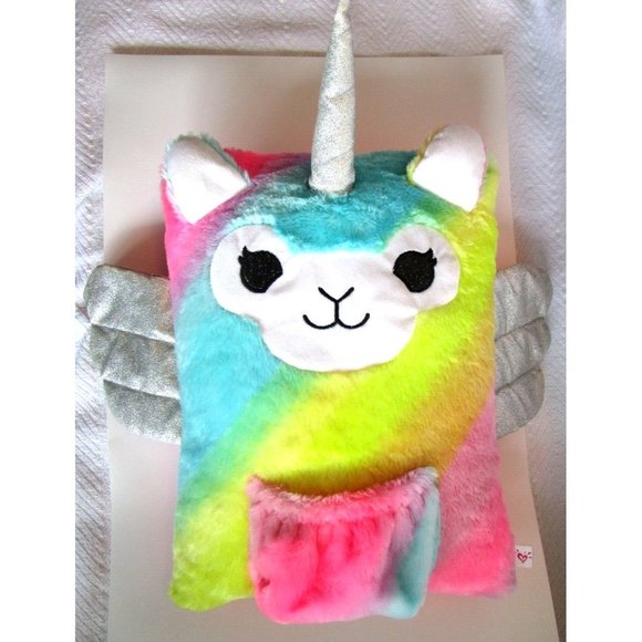 Justice Llama Unicorn Rainbow Pillow-Missing Mini Plush In Pouch 15" - Kellytoy - Picture 5 of 12